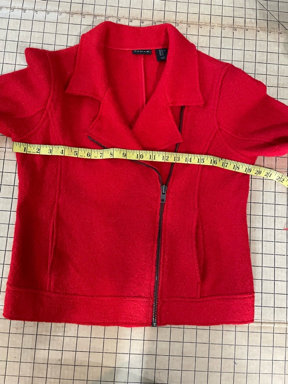 Tahari Vibrant Red Asymmetrical Zip Jacket - Picture 4 of 7
